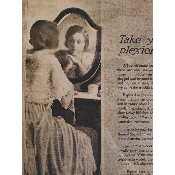 1918 Resinol Soap Woman at Vanity Beauty‎ Routine Original Vtg PRINT AD - Picture 6 of 12